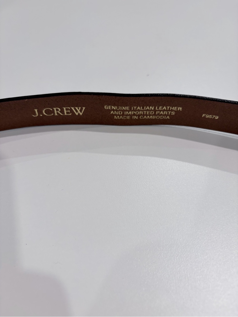 J. Crew Chestnut Leather Belt with Gold Curved Buckle - Picture 2 of 3